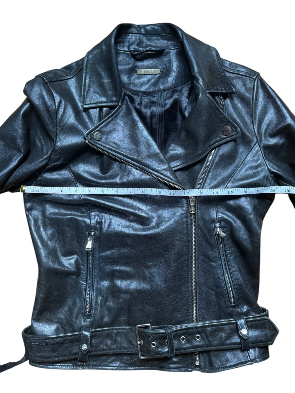 Massimo Dutti Black Leather Moto Biker Jacket - Picture 4 of 12